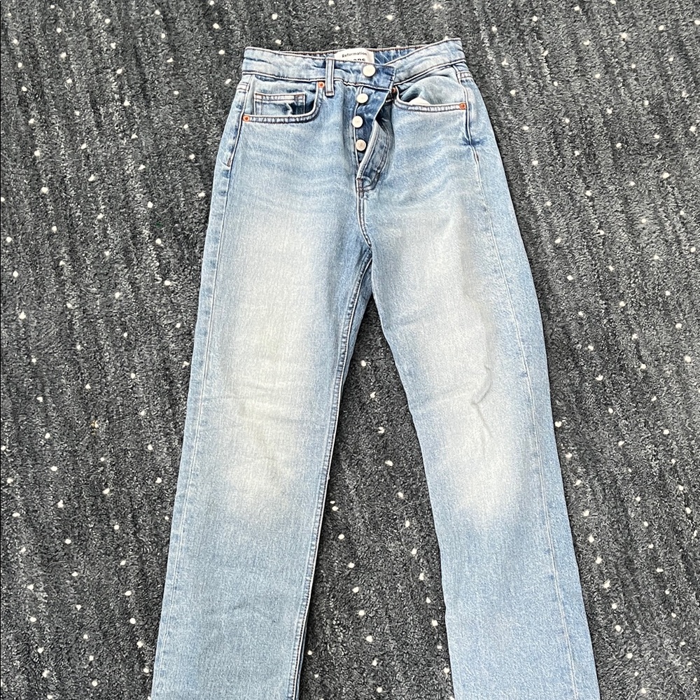 Reformation Cynthia stretch High Rise Light Blue Jeans